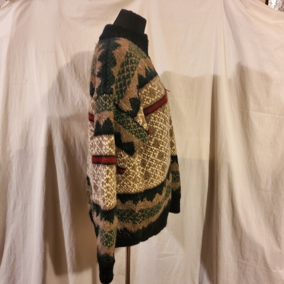 Vntg Copenhagen Lined Fair Isle Nordic Chunky Wool Sweater Made in Nepal L - Picture 5 of 7